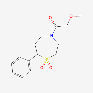 molecular formula C14H19NO4S B2732423 1-(1,1-Dioxido-7-phenyl-1,4-thiazepan-4-yl)-2-methoxyethanone CAS No. 2034461-22-6