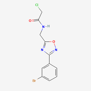 molecular formula C11H9BrClN3O2 B2732424 N-[[3-(3-Bromophenyl)-1,2,4-oxadiazol-5-yl]methyl]-2-chloroacetamide CAS No. 2411254-94-7