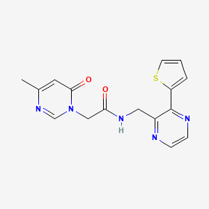 molecular formula C16H15N5O2S B2732427 2-(4-methyl-6-oxopyrimidin-1(6H)-yl)-N-((3-(thiophen-2-yl)pyrazin-2-yl)methyl)acetamide CAS No. 2034426-28-1