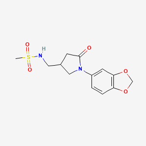 molecular formula C13H16N2O5S B2732428 N-((1-(benzo[d][1,3]dioxol-5-yl)-5-oxopyrrolidin-3-yl)methyl)methanesulfonamide CAS No. 954714-95-5
