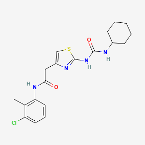 molecular formula C19H23ClN4O2S B2732431 N-(3-chloro-2-methylphenyl)-2-(2-(3-cyclohexylureido)thiazol-4-yl)acetamide CAS No. 921874-70-6