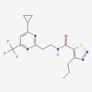 molecular formula C16H18F3N5OS B2732438 N-(2-(4-cyclopropyl-6-(trifluoromethyl)pyrimidin-2-yl)ethyl)-4-propyl-1,2,3-thiadiazole-5-carboxamide CAS No. 1396812-07-9
