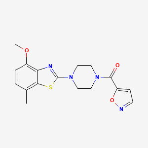 molecular formula C17H18N4O3S B2732439 Isoxazol-5-yl(4-(4-methoxy-7-methylbenzo[d]thiazol-2-yl)piperazin-1-yl)methanone CAS No. 919752-60-6