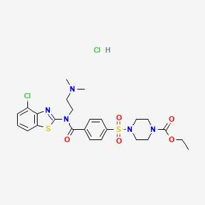 molecular formula C25H31Cl2N5O5S2 B2732440 Ethyl 4-((4-((4-chlorobenzo[d]thiazol-2-yl)(2-(dimethylamino)ethyl)carbamoyl)phenyl)sulfonyl)piperazine-1-carboxylate hydrochloride CAS No. 1322194-19-3
