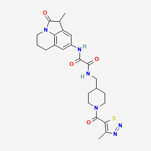 molecular formula C24H28N6O4S B2732441 N1-((1-(4-methyl-1,2,3-thiadiazole-5-carbonyl)piperidin-4-yl)methyl)-N2-(1-methyl-2-oxo-2,4,5,6-tetrahydro-1H-pyrrolo[3,2,1-ij]quinolin-8-yl)oxalamide CAS No. 1324213-11-7