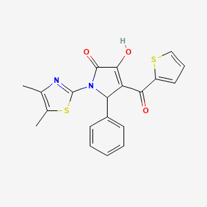molecular formula C20H16N2O3S2 B2732447 1-(4,5-dimethylthiazol-2-yl)-3-hydroxy-5-phenyl-4-(thiophene-2-carbonyl)-1H-pyrrol-2(5H)-one CAS No. 638135-32-7
