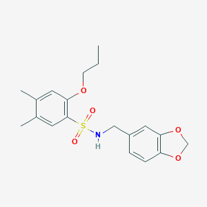 molecular formula C19H23NO5S B273245 N-(1,3-benzodioxol-5-ylmethyl)-4,5-dimethyl-2-propoxybenzenesulfonamide 