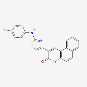 molecular formula C22H13FN2O2S B2732456 2-[2-(4-Fluoro-phenylamino)-thiazol-4-yl]-benzo[f]chromen-3-one CAS No. 313956-44-4