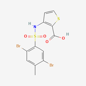 molecular formula C12H9Br2NO4S2 B2732457 3-(2,5-Dibromo-4-methylbenzenesulfonamido)thiophene-2-carboxylic acid CAS No. 1505272-97-8
