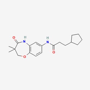 molecular formula C19H26N2O3 B2732487 3-cyclopentyl-N-(3,3-dimethyl-4-oxo-2,3,4,5-tetrahydrobenzo[b][1,4]oxazepin-7-yl)propanamide CAS No. 921566-71-4