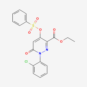 molecular formula C19H15ClN2O6S B2732493 Ethyl 1-(2-chlorophenyl)-6-oxo-4-((phenylsulfonyl)oxy)-1,6-dihydropyridazine-3-carboxylate CAS No. 900008-13-1
