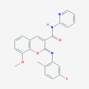 molecular formula C23H18FN3O3 B2732504 (2Z)-2-[(5-fluoro-2-methylphenyl)imino]-8-methoxy-N-(pyridin-2-yl)-2H-chromene-3-carboxamide CAS No. 1327170-37-5