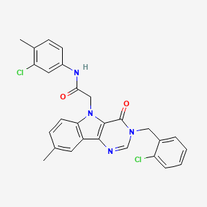 molecular formula C27H22Cl2N4O2 B2732522 N-(3-chloro-4-methylphenyl)-2-(3-(2-chlorobenzyl)-8-methyl-4-oxo-3H-pyrimido[5,4-b]indol-5(4H)-yl)acetamide CAS No. 1189868-05-0