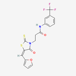 3-[(5E)-5-(furan-2-ylmethylidene)-4-oxo-2-sulfanylidene-1,3-thiazolidin-3-yl]-N-[3-(trifluoromethyl)phenyl]propanamide