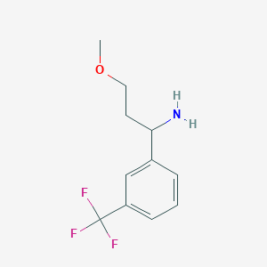 molecular formula C11H14F3NO B2732580 3-Methoxy-1-[3-(trifluoromethyl)phenyl]propan-1-amine CAS No. 1247929-39-0