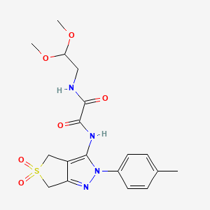 molecular formula C18H22N4O6S B2732582 N1-(2,2-dimethoxyethyl)-N2-(5,5-dioxido-2-(p-tolyl)-4,6-dihydro-2H-thieno[3,4-c]pyrazol-3-yl)oxalamide CAS No. 942007-18-3