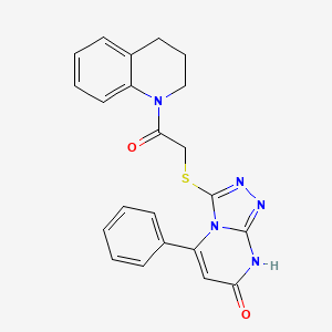 molecular formula C22H19N5O2S B2732620 3-{[2-(3,4-dihydroquinolin-1(2H)-yl)-2-oxoethyl]thio}-5-phenyl[1,2,4]triazolo[4,3-a]pyrimidin-7(8H)-one CAS No. 894995-48-3
