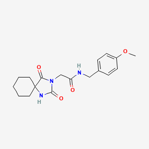 molecular formula C18H23N3O4 B2732625 2-(2,4-dioxo-1,3-diazaspiro[4.5]dec-3-yl)-N-(4-methoxybenzyl)acetamide CAS No. 784161-89-3