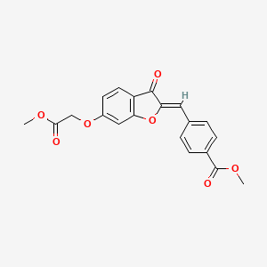 molecular formula C20H16O7 B2732629 (Z)-methyl 4-((6-(2-methoxy-2-oxoethoxy)-3-oxobenzofuran-2(3H)-ylidene)methyl)benzoate CAS No. 858770-32-8