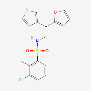 molecular formula C17H16ClNO3S2 B2732635 3-氯-N-[2-(呋喃-2-基)-2-(噻吩-3-基)乙基]-2-甲基苯乙磺酰胺 CAS No. 2097872-90-5