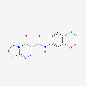 molecular formula C15H13N3O4S B2732648 N-(2,3-dihydrobenzo[b][1,4]dioxin-6-yl)-5-oxo-3,5-dihydro-2H-thiazolo[3,2-a]pyrimidine-6-carboxamide CAS No. 532965-63-2