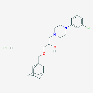 molecular formula C24H36Cl2N2O2 B2732649 1-((3r,5r,7r)-孔雀石-1-基甲氧基)-3-(4-(3-氯苯基)哌嗪-1-基)丙烷-2-醇盐酸盐 CAS No. 1189934-63-1