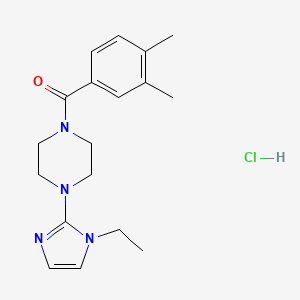 molecular formula C18H25ClN4O B2732656 (3,4-二甲基苯基)(4-(1-乙基-1H-咪唑-2-基)哌嗪-1-基)甲酮盐酸盐 CAS No. 1184967-95-0