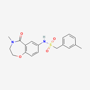 molecular formula C18H20N2O4S B2732659 N-(4-甲基-5-氧代-2,3,4,5-四氢苯并[f][1,4]噁唑-7-基)-1-(间甲苯基)甲烷磺酰胺 CAS No. 922062-07-5