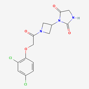 molecular formula C14H13Cl2N3O4 B2732662 3-(1-(2-(2,4-Dichlorophenoxy)acetyl)azetidin-3-yl)imidazolidine-2,4-dione CAS No. 2034310-93-3