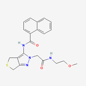 molecular formula C21H22N4O3S B2732663 N-(2-(2-((2-methoxyethyl)amino)-2-oxoethyl)-4,6-dihydro-2H-thieno[3,4-c]pyrazol-3-yl)-1-naphthamide CAS No. 1105249-30-6