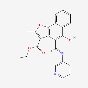 molecular formula C22H18N2O4 B2732665 (Z)-乙酸乙酯 2-甲基-5-氧代-4-((吡啶-3-基)氨基甲亚)-4,5-二氢萘并[1,2-b]呋喃-3-羧酸酯 CAS No. 526188-44-3