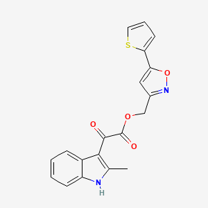 molecular formula C19H14N2O4S B2732670 (5-(thiophen-2-yl)isoxazol-3-yl)methyl 2-(2-methyl-1H-indol-3-yl)-2-oxoacetate CAS No. 946317-20-0