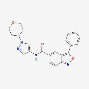 molecular formula C22H20N4O3 B2732675 3-phenyl-N-(1-(tetrahydro-2H-pyran-4-yl)-1H-pyrazol-4-yl)benzo[c]isoxazole-5-carboxamide CAS No. 1797984-92-9