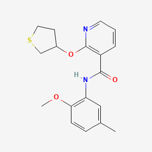 molecular formula C18H20N2O3S B2732684 N-(2-methoxy-5-methylphenyl)-2-((tetrahydrothiophen-3-yl)oxy)nicotinamide CAS No. 2034240-96-3