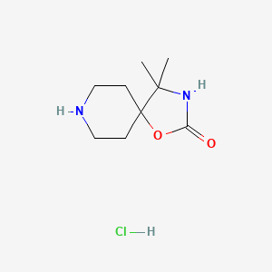 molecular formula C9H17ClN2O2 B2732685 4,4-二甲基-1-氧杂-3,8-二氮杂螺[4.5]癸烷-2-酮 盐酸盐 CAS No. 2247106-08-5
