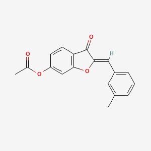 molecular formula C18H14O4 B2732693 (Z)-2-(3-methylbenzylidene)-3-oxo-2,3-dihydrobenzofuran-6-yl acetate CAS No. 622358-12-7