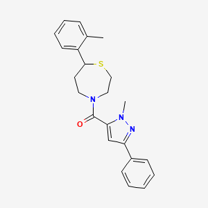 molecular formula C23H25N3OS B2732696 (1-甲基-3-苯基-1H-吡唑-5-基)(7-(邻甲苯)-1,4-噻杂丙烷-4-基)甲酮 CAS No. 1798672-40-8