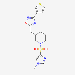 molecular formula C16H19N5O3S2 B2732699 5-((1-((1-methyl-1H-imidazol-4-yl)sulfonyl)piperidin-3-yl)methyl)-3-(thiophen-3-yl)-1,2,4-oxadiazole CAS No. 1795424-51-9