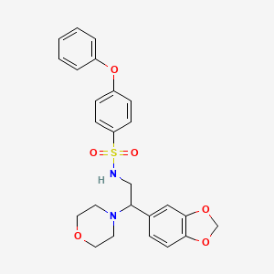 molecular formula C25H26N2O6S B2732708 N-(2-(benzo[d][1,3]dioxol-5-yl)-2-morpholinoethyl)-4-phenoxybenzenesulfonamide CAS No. 887219-26-3