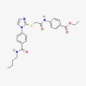 ethyl 4-(2-((1-(4-(butylcarbamoyl)phenyl)-1H-imidazol-2-yl)thio)acetamido)benzoate