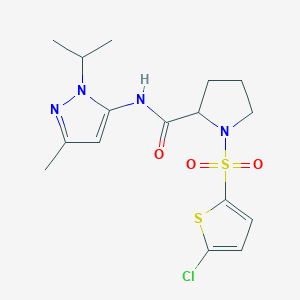 1-((5-chlorothiophen-2-yl)sulfonyl)-N-(1-isopropyl-3-methyl-1H-pyrazol-5-yl)pyrrolidine-2-carboxamide