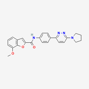 molecular formula C24H22N4O3 B2732733 7-甲氧基-N-(4-(6-(吡咯啉-1-基)吡啶并[3,2-d]嘧啶-3-基)苯基)苯并呋喃-2-甲酰胺 CAS No. 1209143-78-1