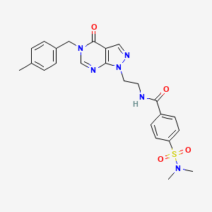 molecular formula C24H26N6O4S B2732736 4-(N,N-dimethylsulfamoyl)-N-(2-(5-(4-methylbenzyl)-4-oxo-4,5-dihydro-1H-pyrazolo[3,4-d]pyrimidin-1-yl)ethyl)benzamide CAS No. 922018-33-5