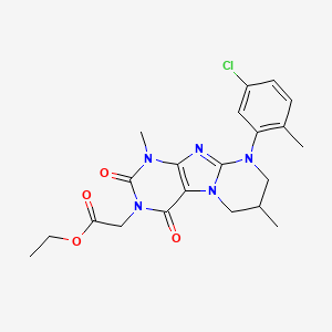 molecular formula C21H24ClN5O4 B2732737 ethyl 2-[9-(5-chloro-2-methylphenyl)-1,7-dimethyl-2,4-dioxo-7,8-dihydro-6H-purino[7,8-a]pyrimidin-3-yl]acetate CAS No. 876900-96-8