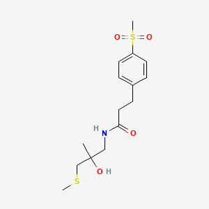 molecular formula C15H23NO4S2 B2732739 N-(2-hydroxy-2-methyl-3-(methylthio)propyl)-3-(4-(methylsulfonyl)phenyl)propanamide CAS No. 2034554-71-5
