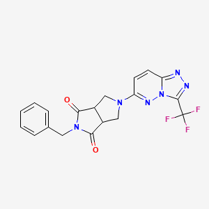 molecular formula C19H15F3N6O2 B2732742 5-Benzyl-2-[3-(trifluoromethyl)-[1,2,4]triazolo[4,3-b]pyridazin-6-yl]-1,3,3a,6a-tetrahydropyrrolo[3,4-c]pyrrole-4,6-dione CAS No. 2415632-60-7