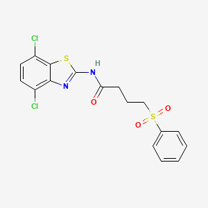 molecular formula C17H14Cl2N2O3S2 B2732751 N-(4,7-dichlorobenzo[d]thiazol-2-yl)-4-(phenylsulfonyl)butanamide CAS No. 941925-42-4
