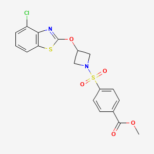 molecular formula C18H15ClN2O5S2 B2732752 Methyl 4-((3-((4-chlorobenzo[d]thiazol-2-yl)oxy)azetidin-1-yl)sulfonyl)benzoate CAS No. 1396857-18-3