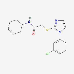 molecular formula C17H20ClN3OS B2732754 2-[1-(3-chlorophenyl)imidazol-2-yl]sulfanyl-N-cyclohexylacetamide CAS No. 851078-94-9
