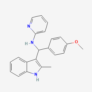 molecular formula C22H21N3O B2732755 N-[(4-methoxyphenyl)(2-methyl-1H-indol-3-yl)methyl]pyridin-2-amine CAS No. 308298-37-5